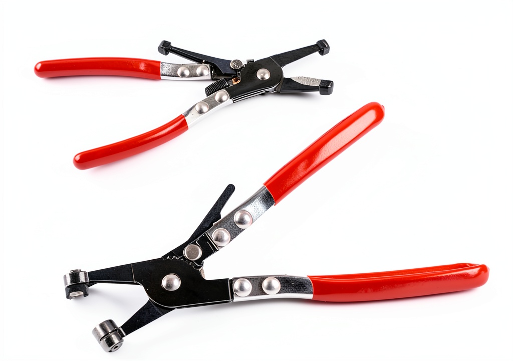 Stankey Up Hose Clamp Pliers in use on an automotive engine