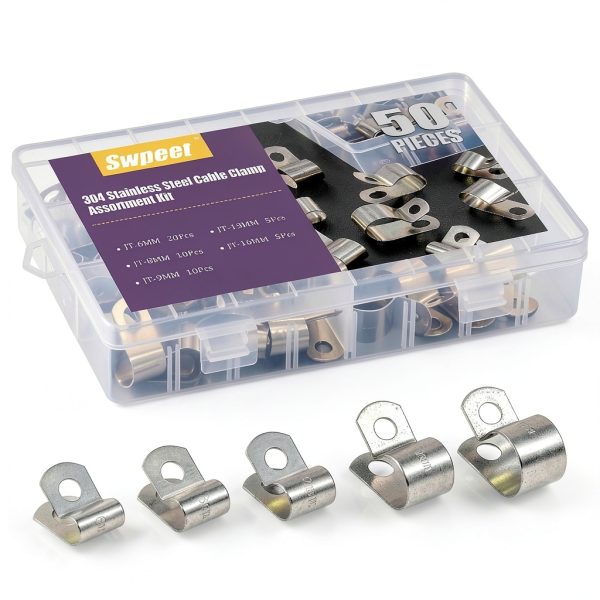 Swpeet Stainless Steel Cable Clamps Industrial Household Kit-5